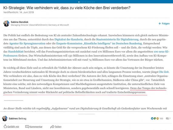 Beitrag der Sabine Bendiek zur KI