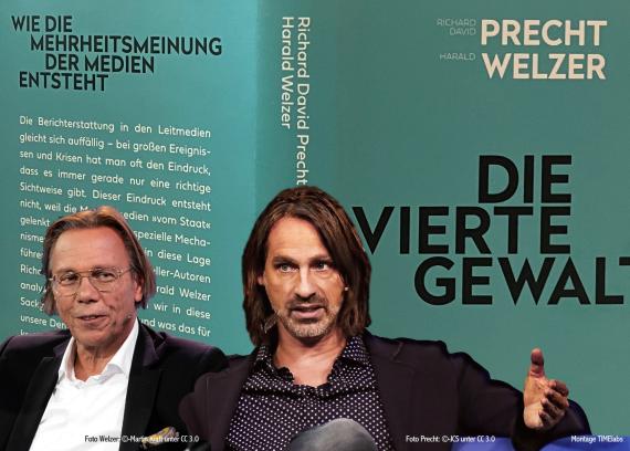 Precht und Welzer vor Buchtitel