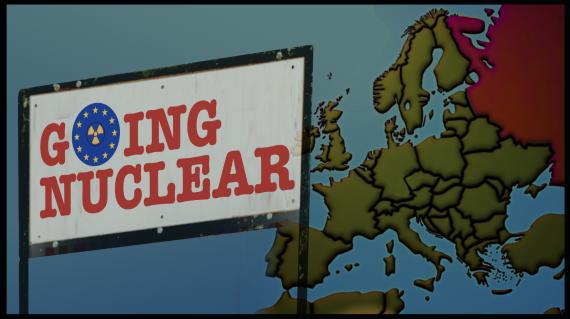 Europa-Karte mit Warnschild Going Nuclear