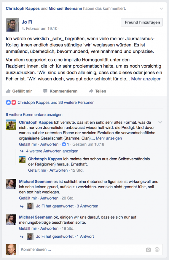 Facebook-Wortwechsel