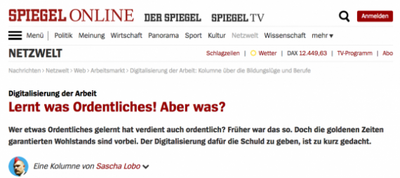 Sascha Lobo über Bildung im Spiegel