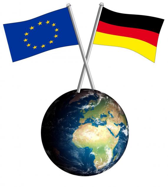 Welt-Europa-Deutschland-Kollage